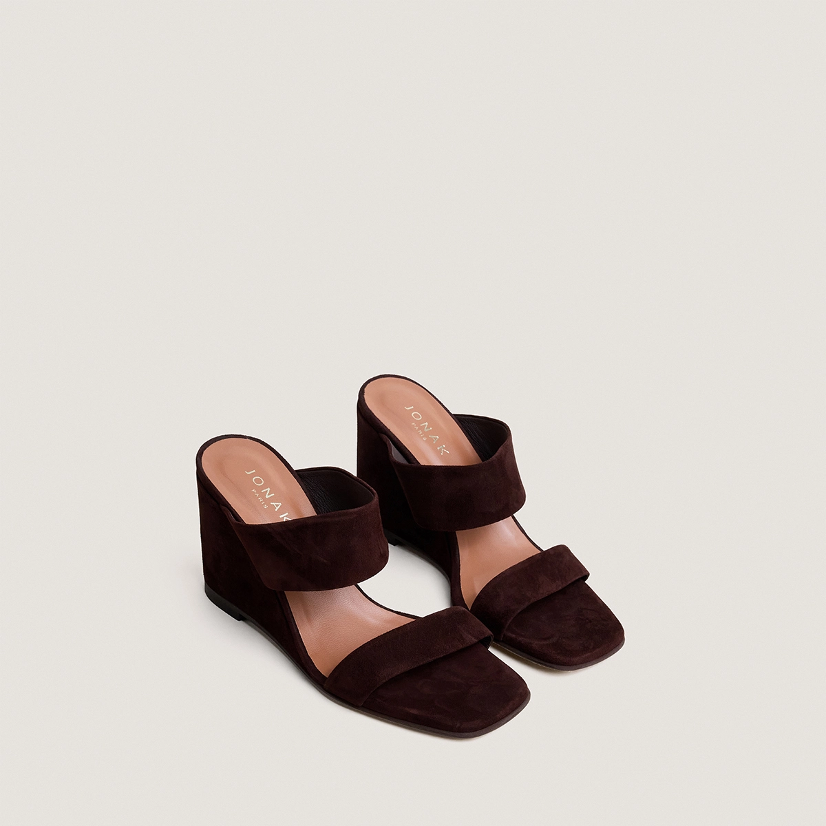 Mules à talons compensés